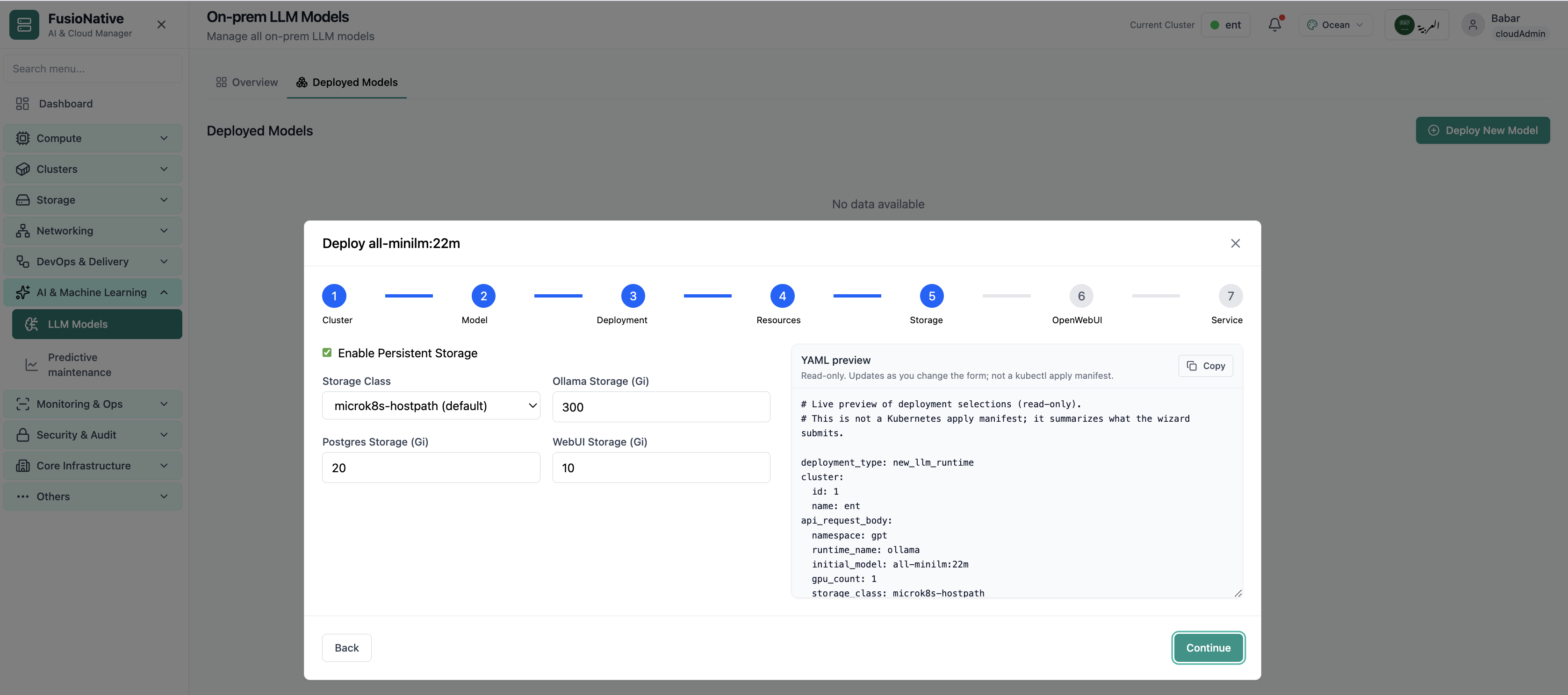 Persistent storage for LLM runtime.